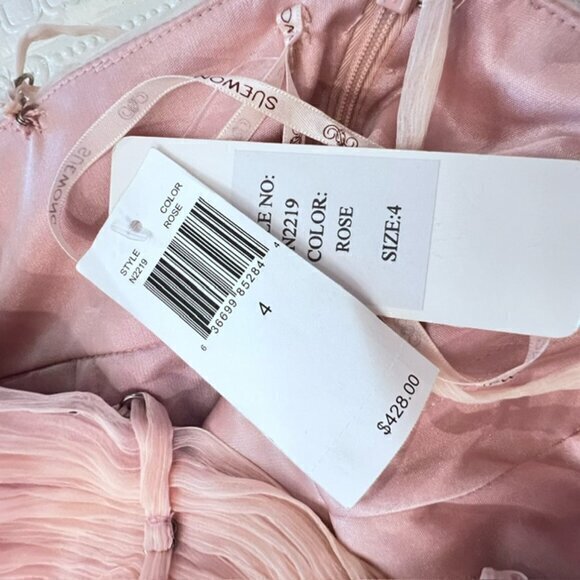 NWT Sue Wong Beaded Ribbon Embroidered Evening Formal Dress Size 4 $428 PINK - Picture 15 of 16